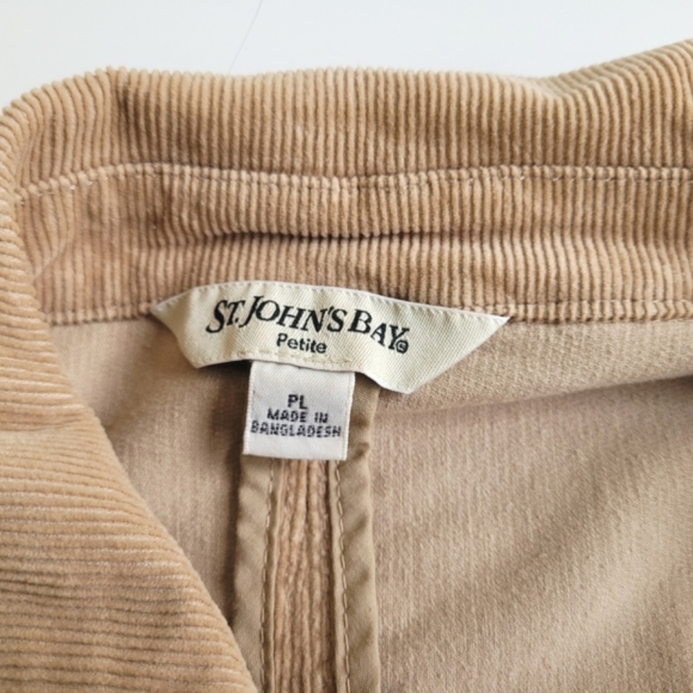 St John's Bay Corduroy Women's Blazer Jacket Tan Petite Large - Picture 3 of 6